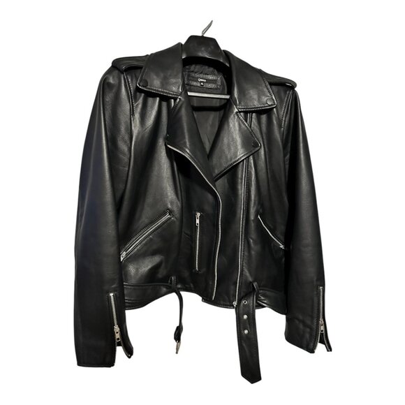 Quince Black Leather Moto Jacket XL - Picture 1 of 11